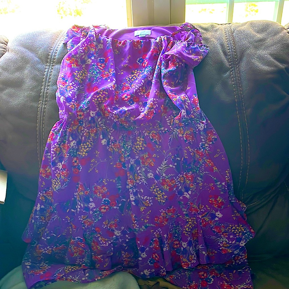 Purple floral girls dress